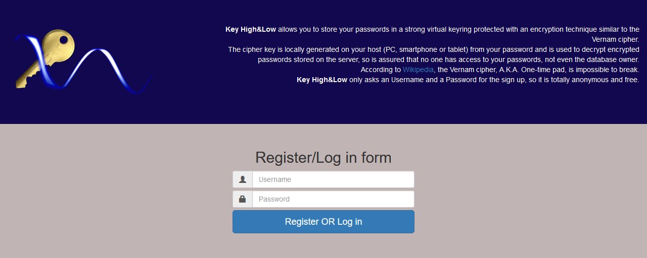 keyHighAndLow login interface
